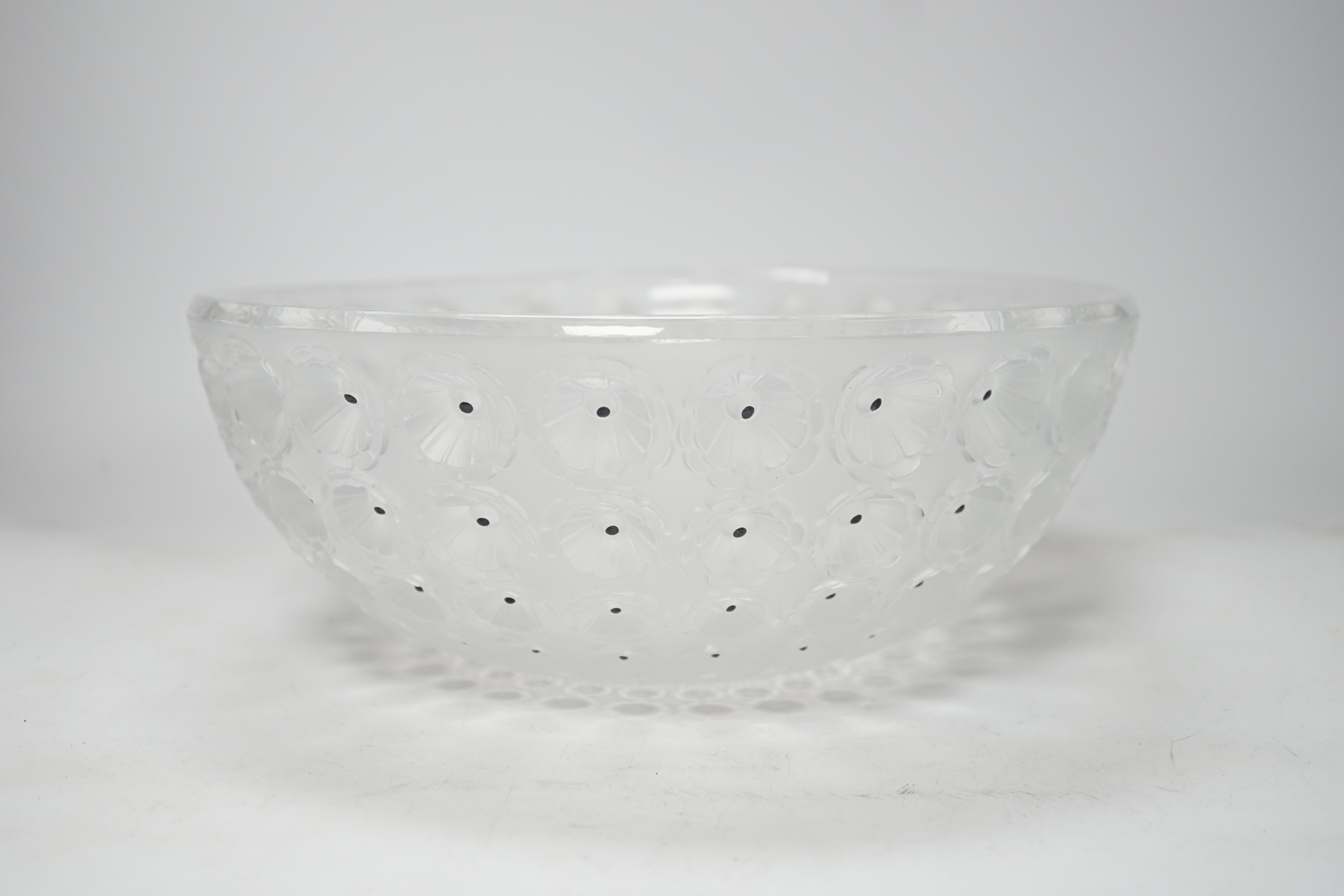 A Lalique Nemours pattern large centre bowl with box, signed to the base, 25cm in diameter